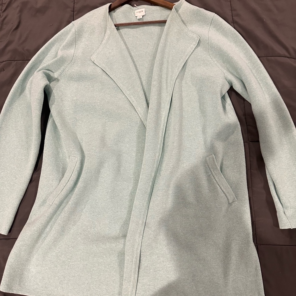 J. Crew Light Teal Open Front Coat